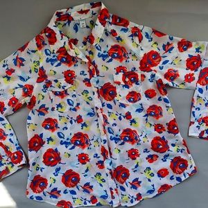 OLD NAVY Flower print, button down, Large top